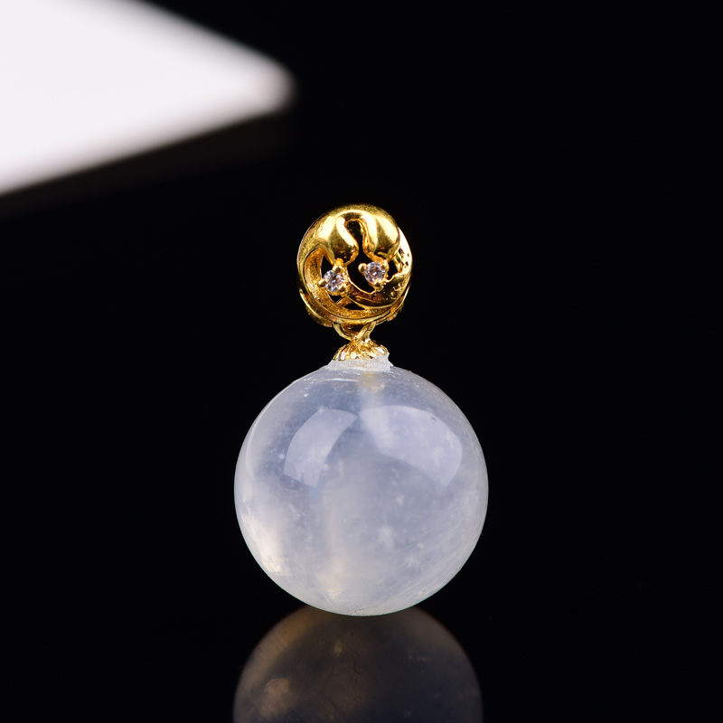 18K金雪花幽灵水晶吊坠气质简约款 