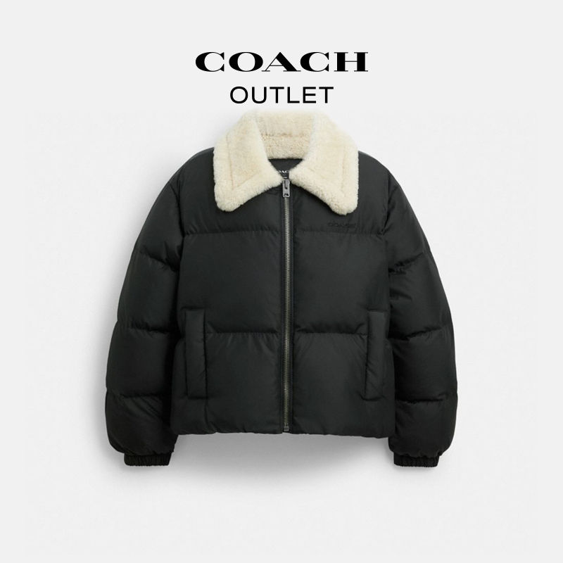 【新品】COACH/蔻驰奥莱 羊毛皮领羽绒服