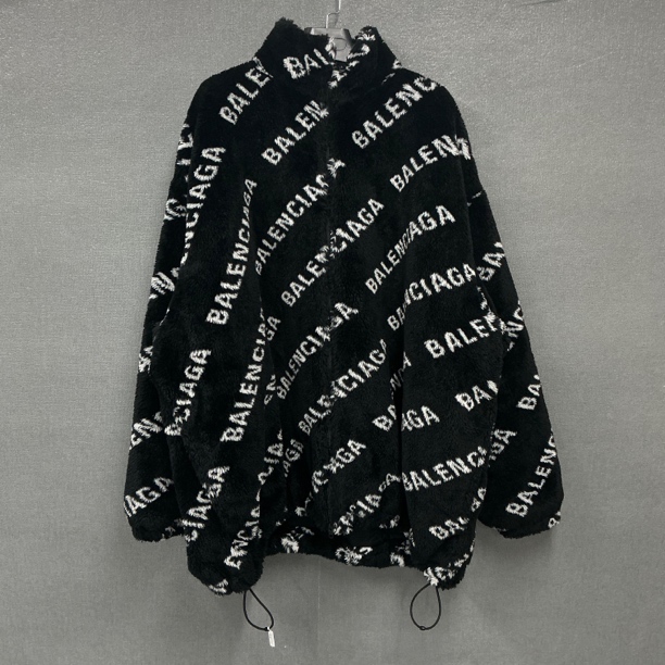 Balenciaga巴黎世家/满印弹幕羊羔绒外套/99新36码