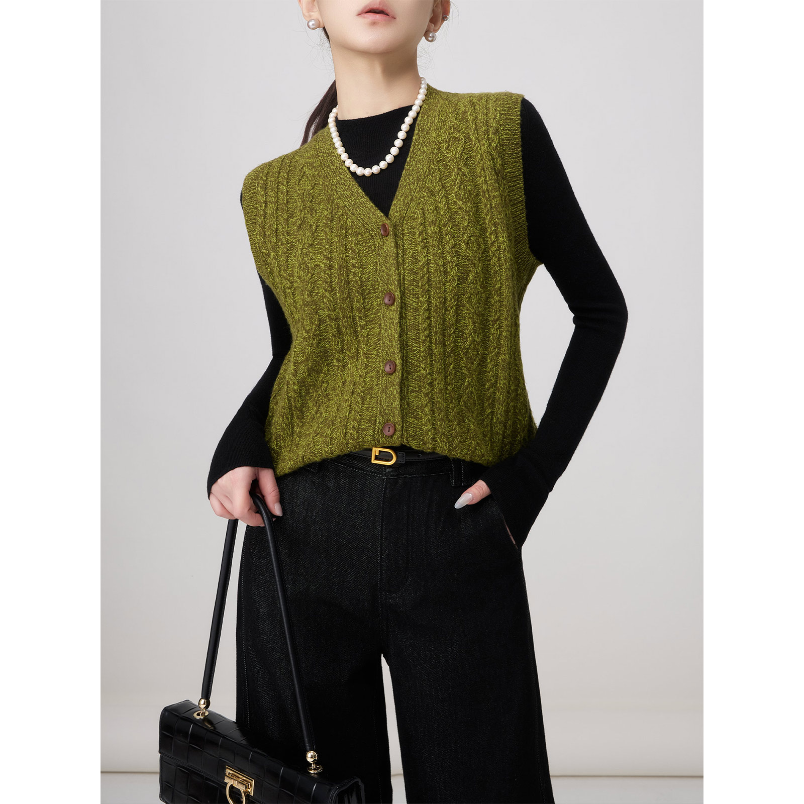 老敏哥100羊毛针织开衫+新款加厚衬衫套装 W26656/S12197216