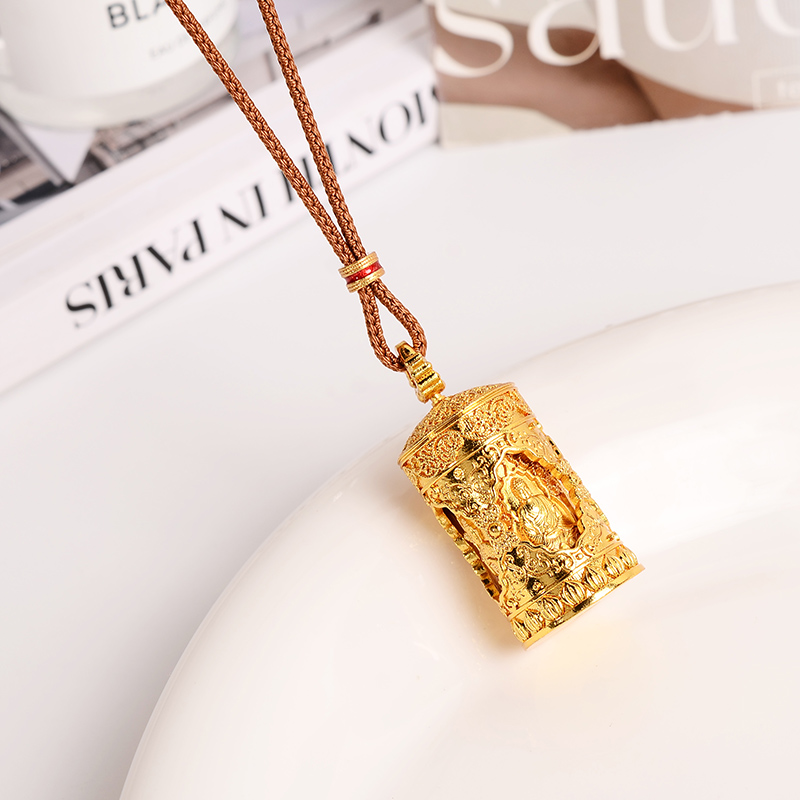 铜合金项链 转经桶可转动四面佛项链女高品质手工编绳长款配饰