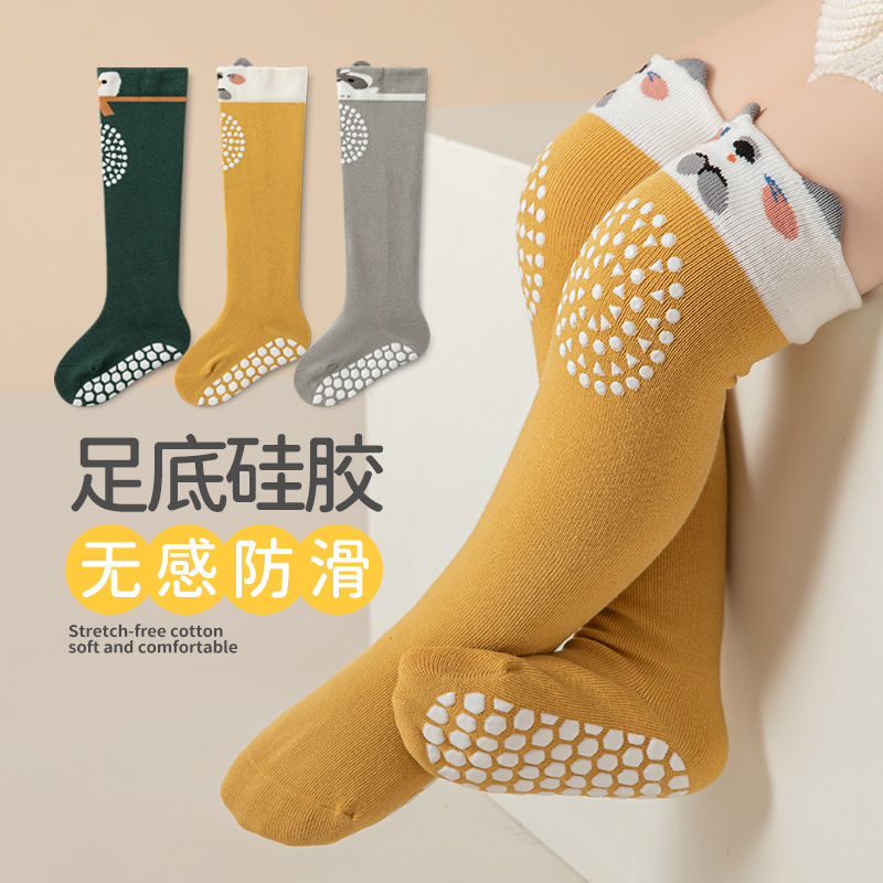 防滑地板袜点胶可爱动物学步袜过膝长筒爬爬袜护膝宝宝袜婴童袜棉