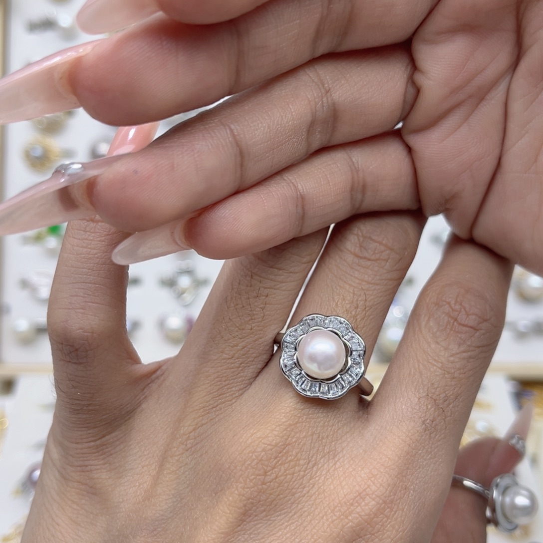 舒***塔合金淡水珍珠戒指