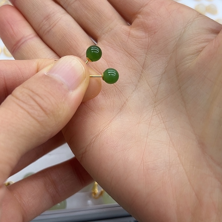 和田玉银S925镶嵌耳饰