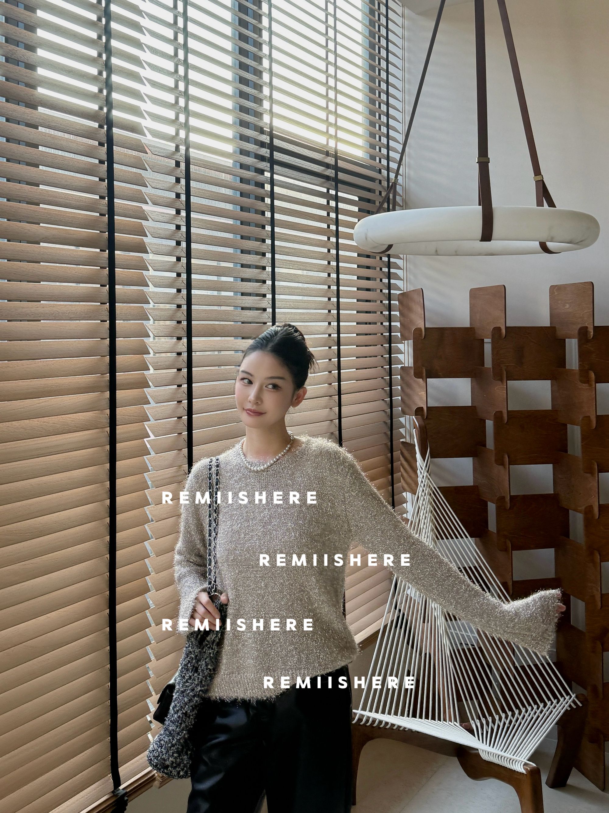 Remiishere.“璀璨星光”超柔软套头喇叭袖针织毛衣RH424