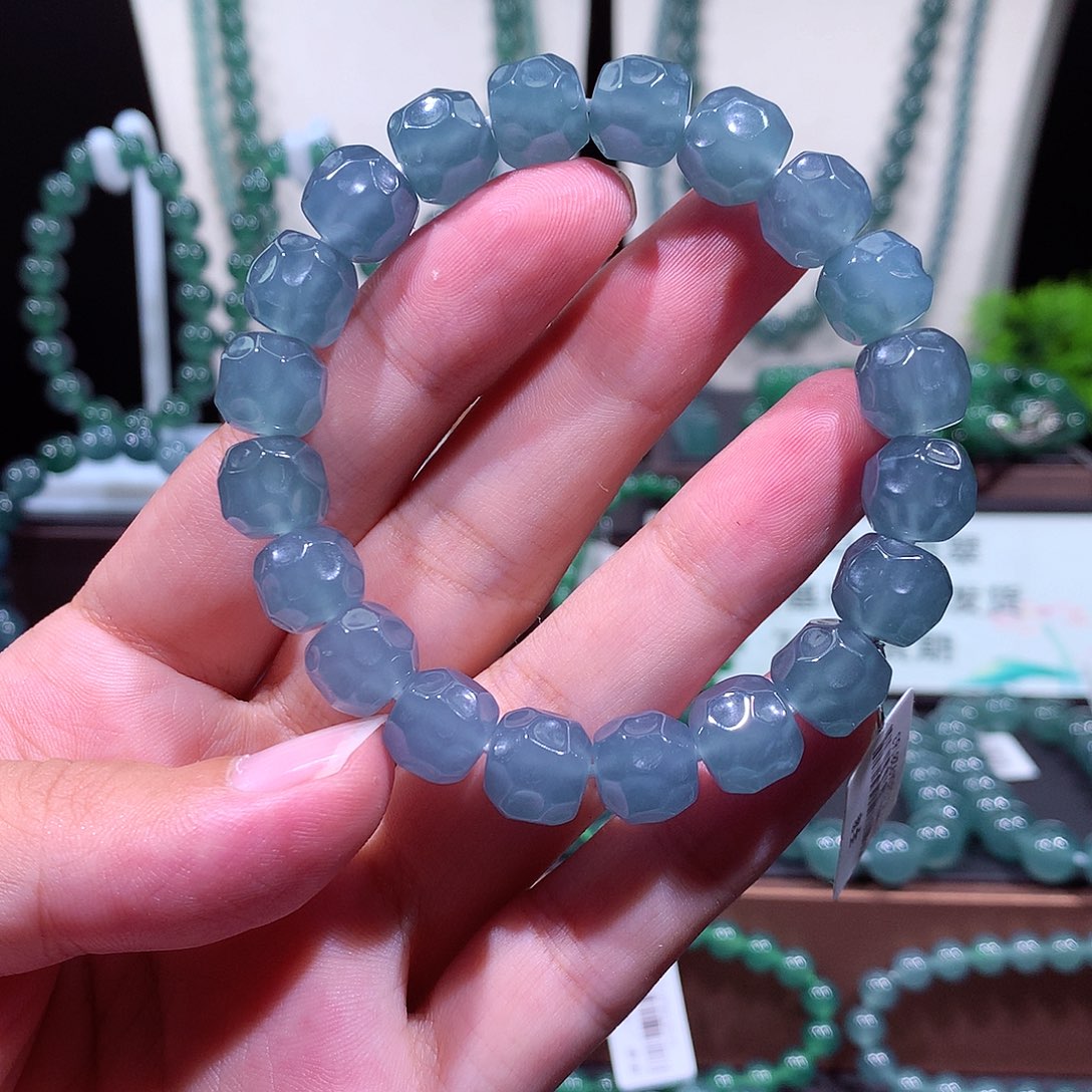 晴***翡翠未镶嵌手链天然a货翡翠手串11