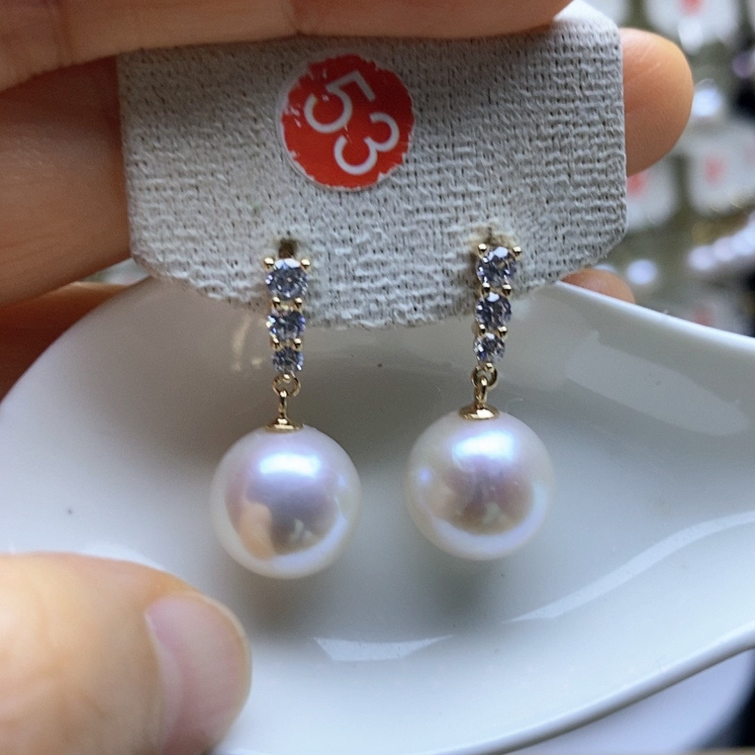 淡水珍珠耳饰银S925镶嵌