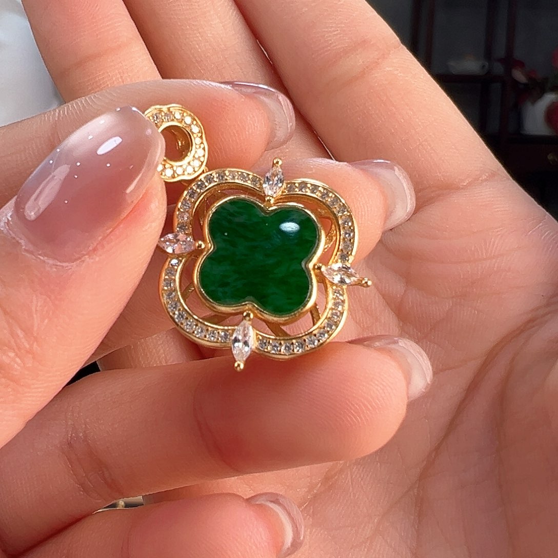 翡翠吊坠(不含链)银S925镶嵌吊坠