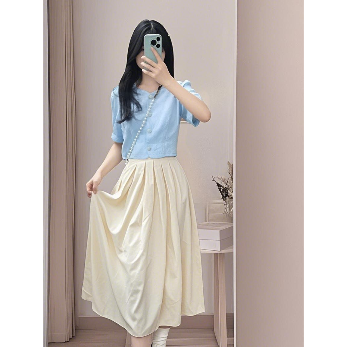 实拍夏季俏皮活泼可盐可甜连衣裙新款两件套装学院风小个子一整套