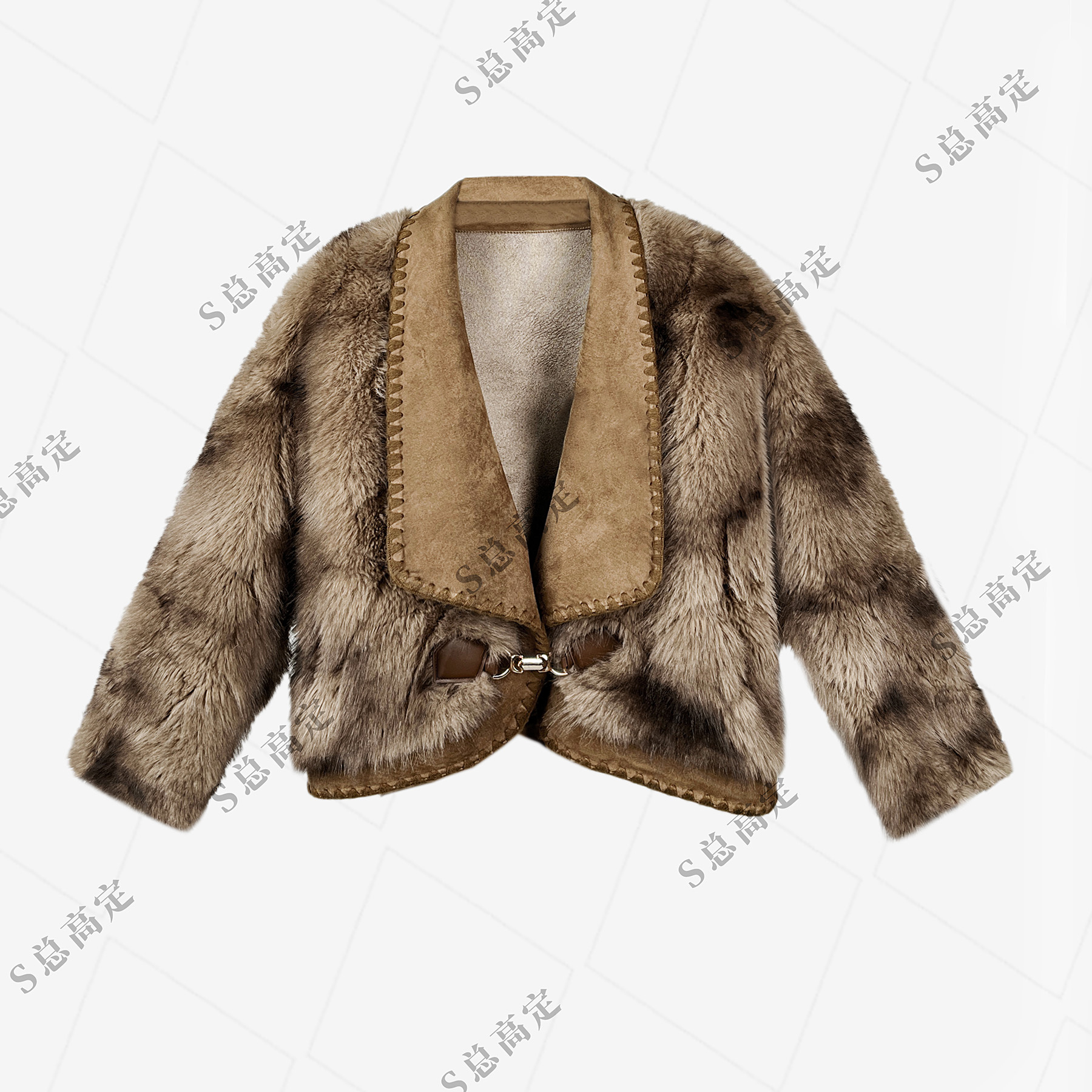 【莎总专属】冬季新款高奢简约时尚重工拼接设计气质短外套D0185