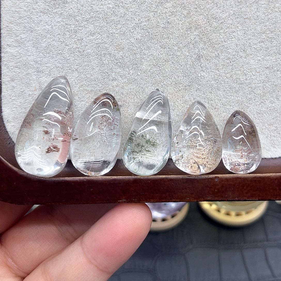 水晶未镶嵌珠宝半成品12 透！幽灵水滴（五颗）