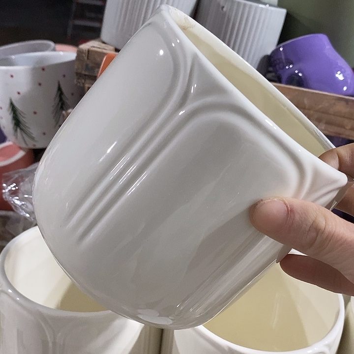 陶摆件陶盆有孔 瑕疵针孔漏釉介意勿拍外口 13外高13