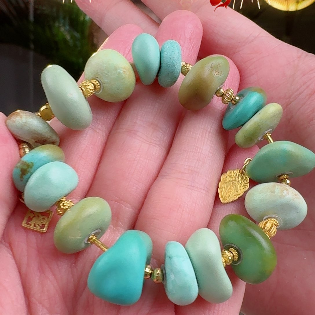 绿松石珠宝奇石18K金镶嵌