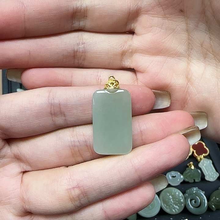 和田玉颈饰银S925镶嵌