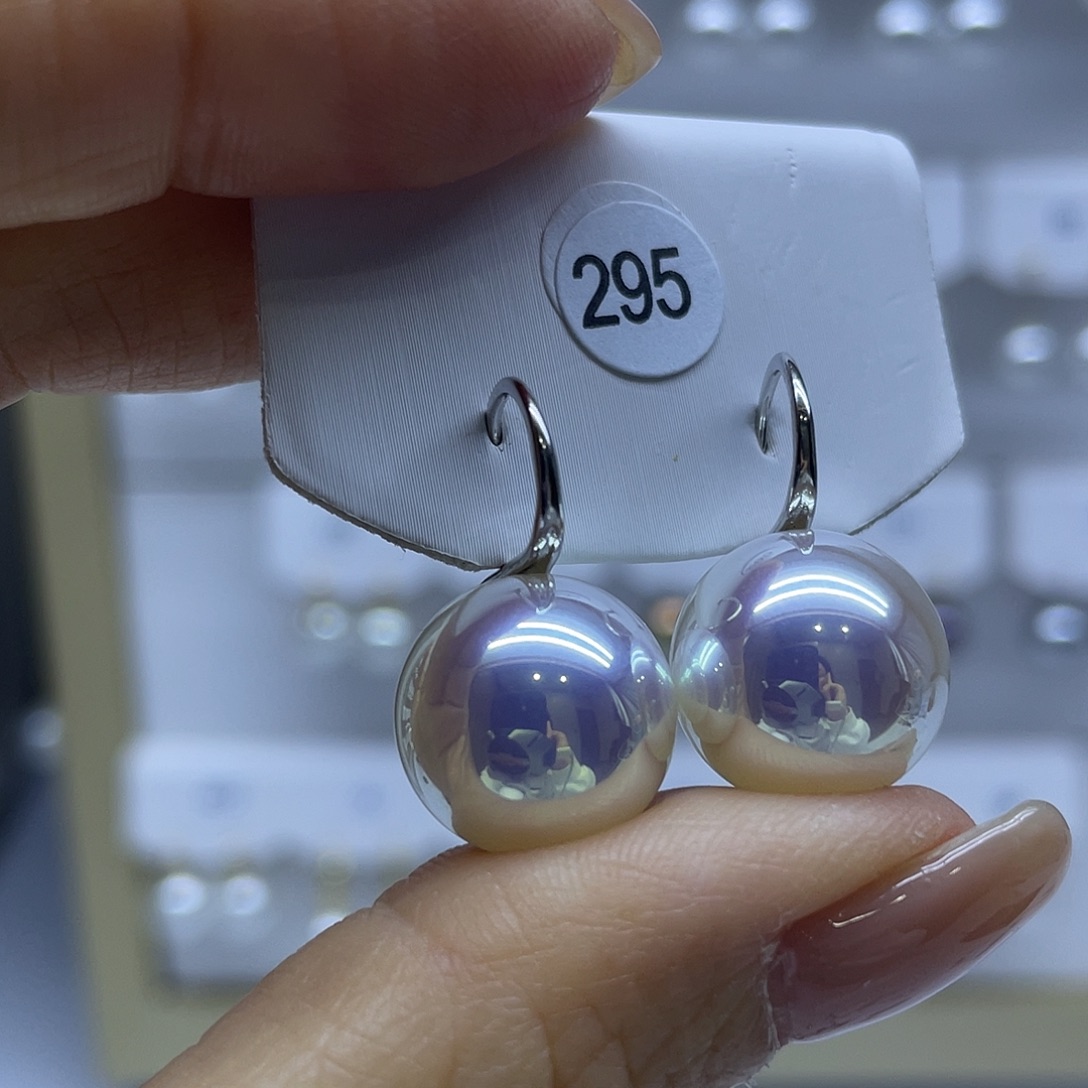 银S925镶嵌淡水珍珠耳饰