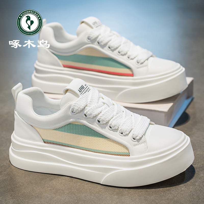 啄木鸟男鞋痞帅高级感小白鞋夏季板鞋通勤男鞋简约板鞋运动鞋网面