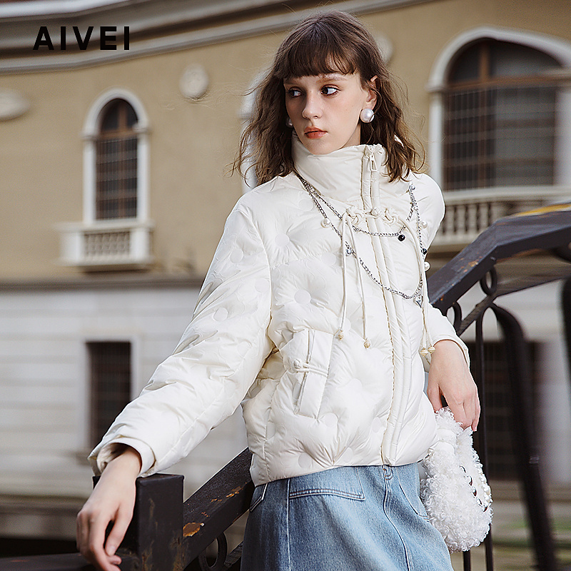 【陈大可专属】AIVEI小个子国风盘扣花朵绗缝立领羽绒服R762703B