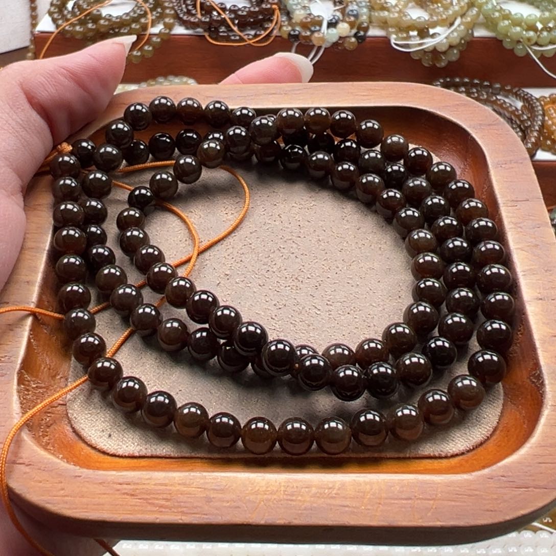 毛衣链未镶嵌和田玉珠串6mm