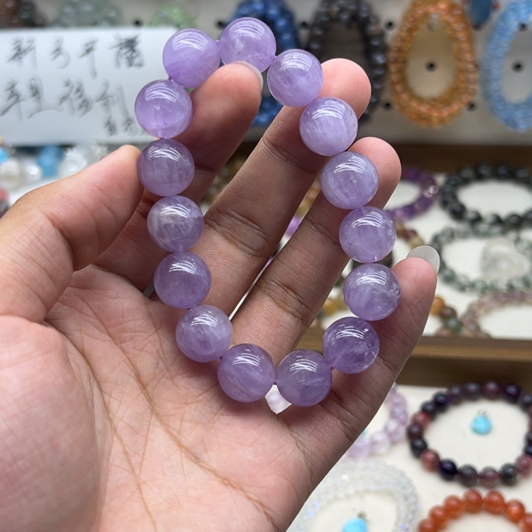 念***安水晶手链未镶嵌14咪紫兔毛