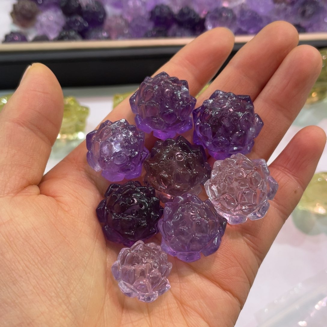 紫晶莲花吊坠未镶嵌随机一个