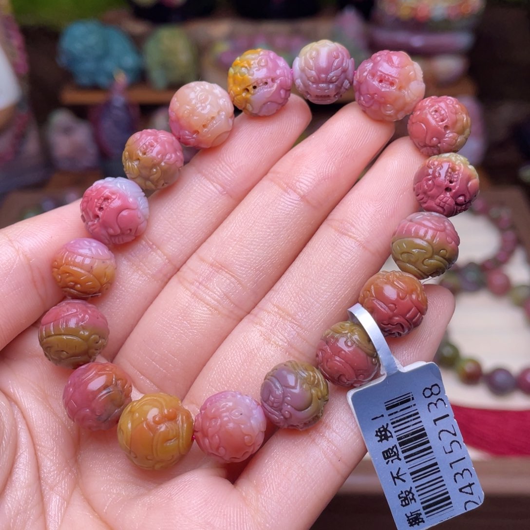 玛瑙/玉髓珠宝半成品未镶嵌W*盐源玛瑙貔貅西瓜手串