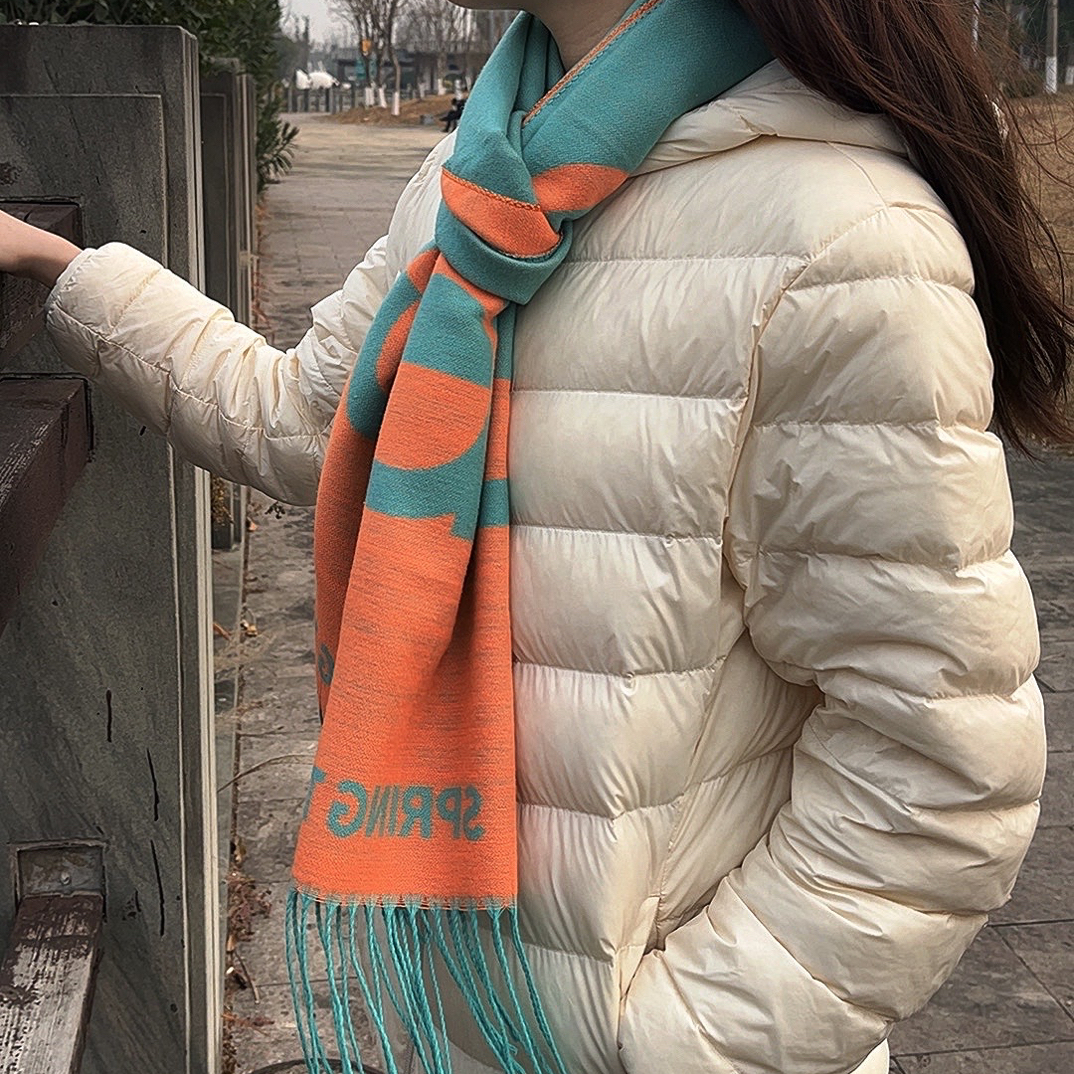 直播专享爆款双面羊绒围巾时尚女冬季加厚百搭保暖围脖披肩两用