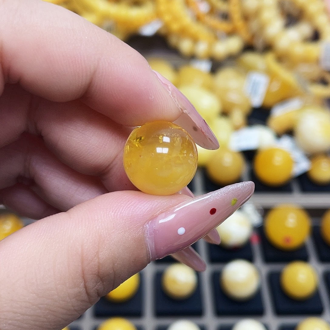 未镶嵌琥珀珠宝奇石15mm圆珠瑕