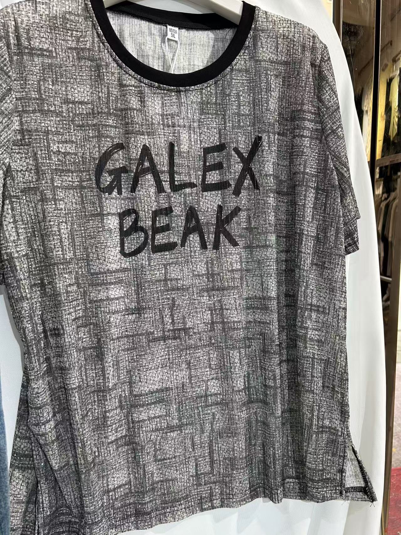 【楠楠家】夏季新款字母印花圆领短袖宽松百搭减龄显瘦上衣5102