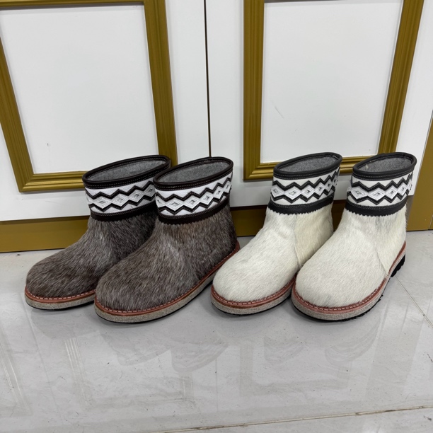 冬季男款防滑短筒保暖休闲风时尚雪地靴原色原毛