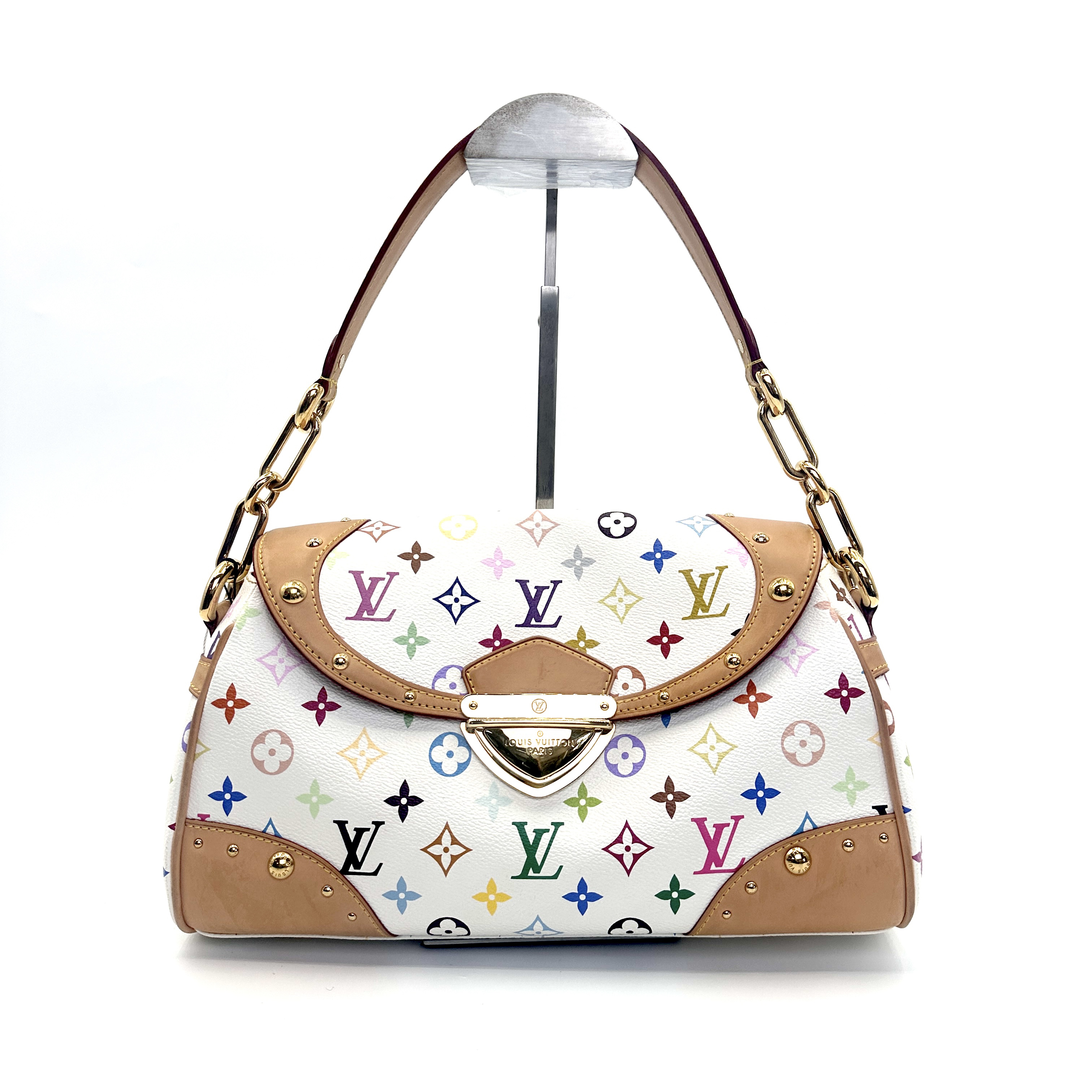 95新 LouisVuitton/路易威登 大迈/白三彩梦露单肩包/18941915