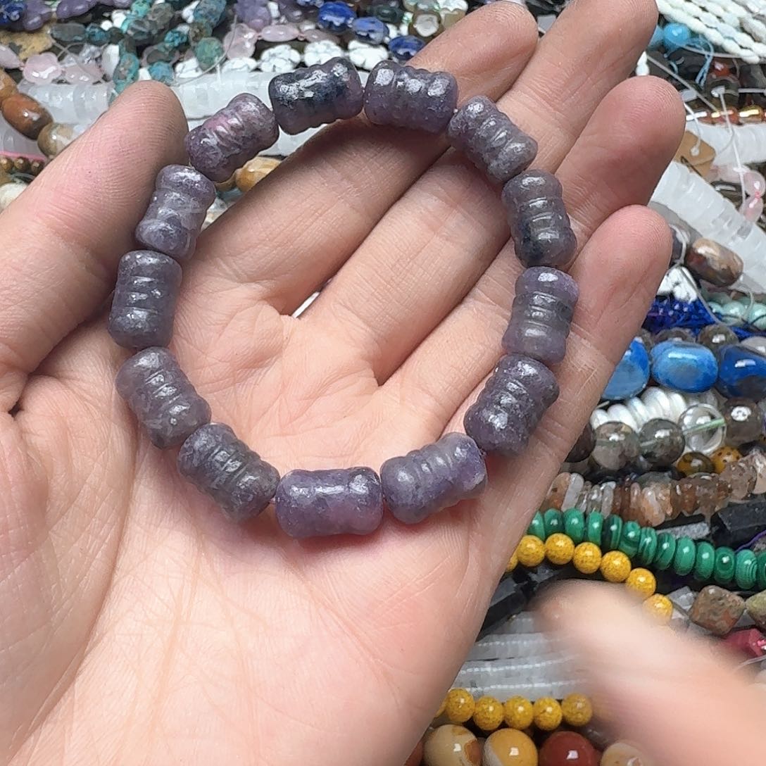 玛瑙/玉髓合金珠宝半成品摩**士一条紫云母手串