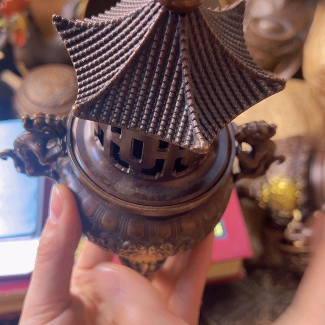 原矿风磨铜宣字款熏香炉