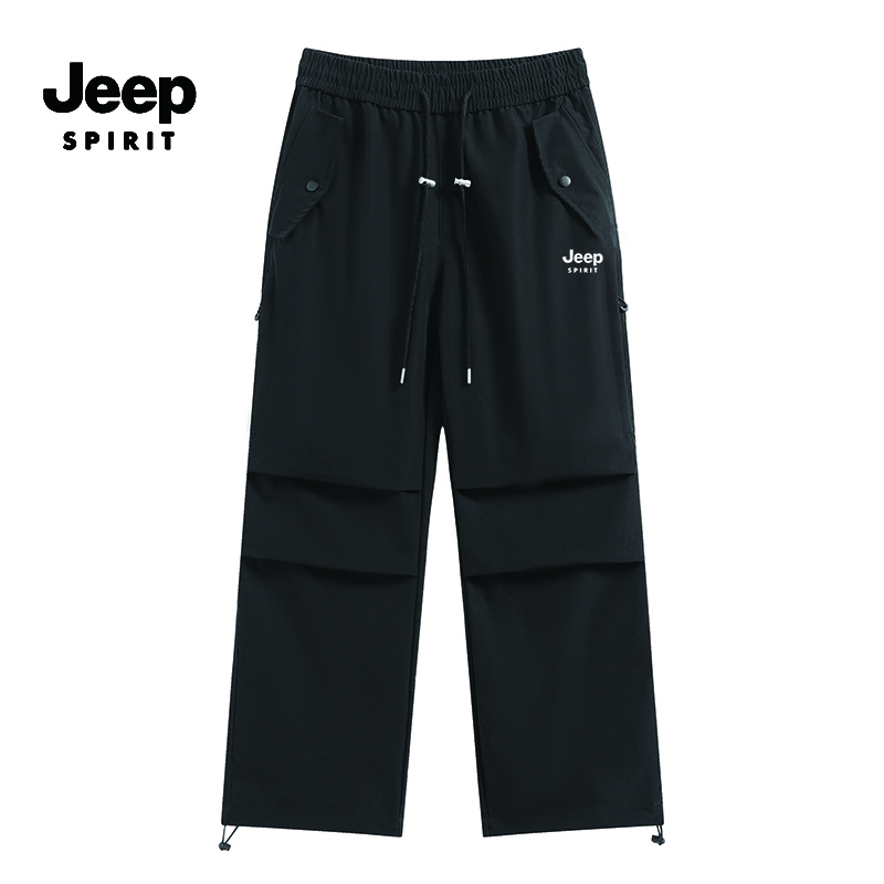 JEEPSPIRIT春秋透气工装风直筒裤宽松休闲裤男女同款长裤
