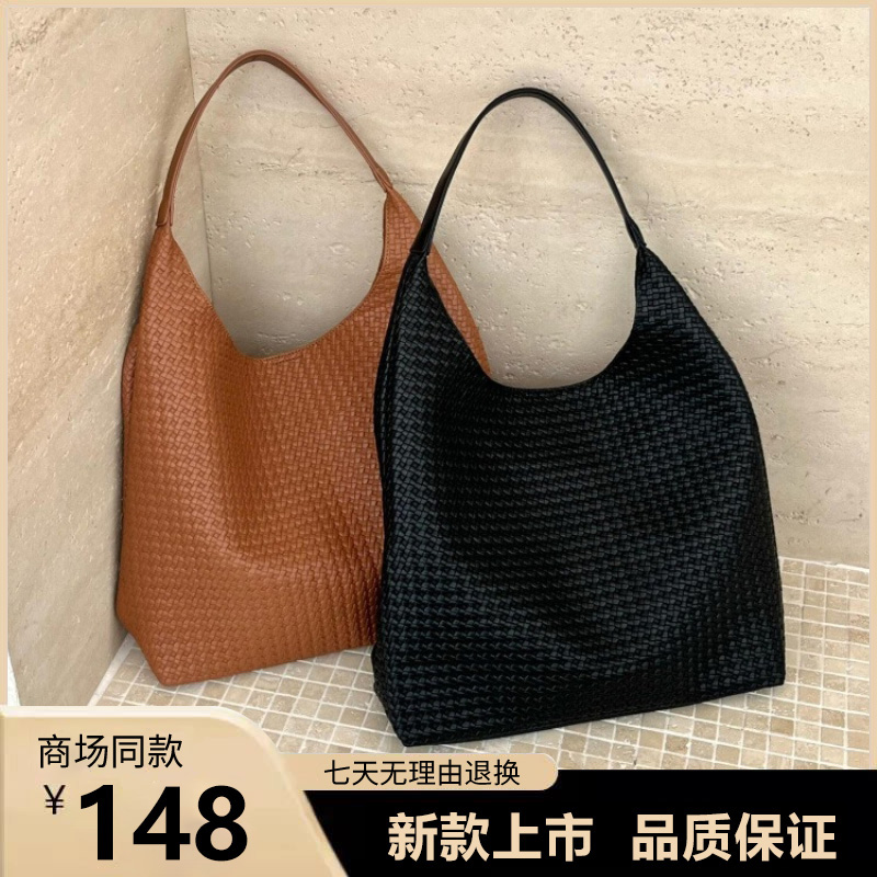 复古手工编织包包女式2025新款潮小众托特包休闲大容量腋下包秋冬