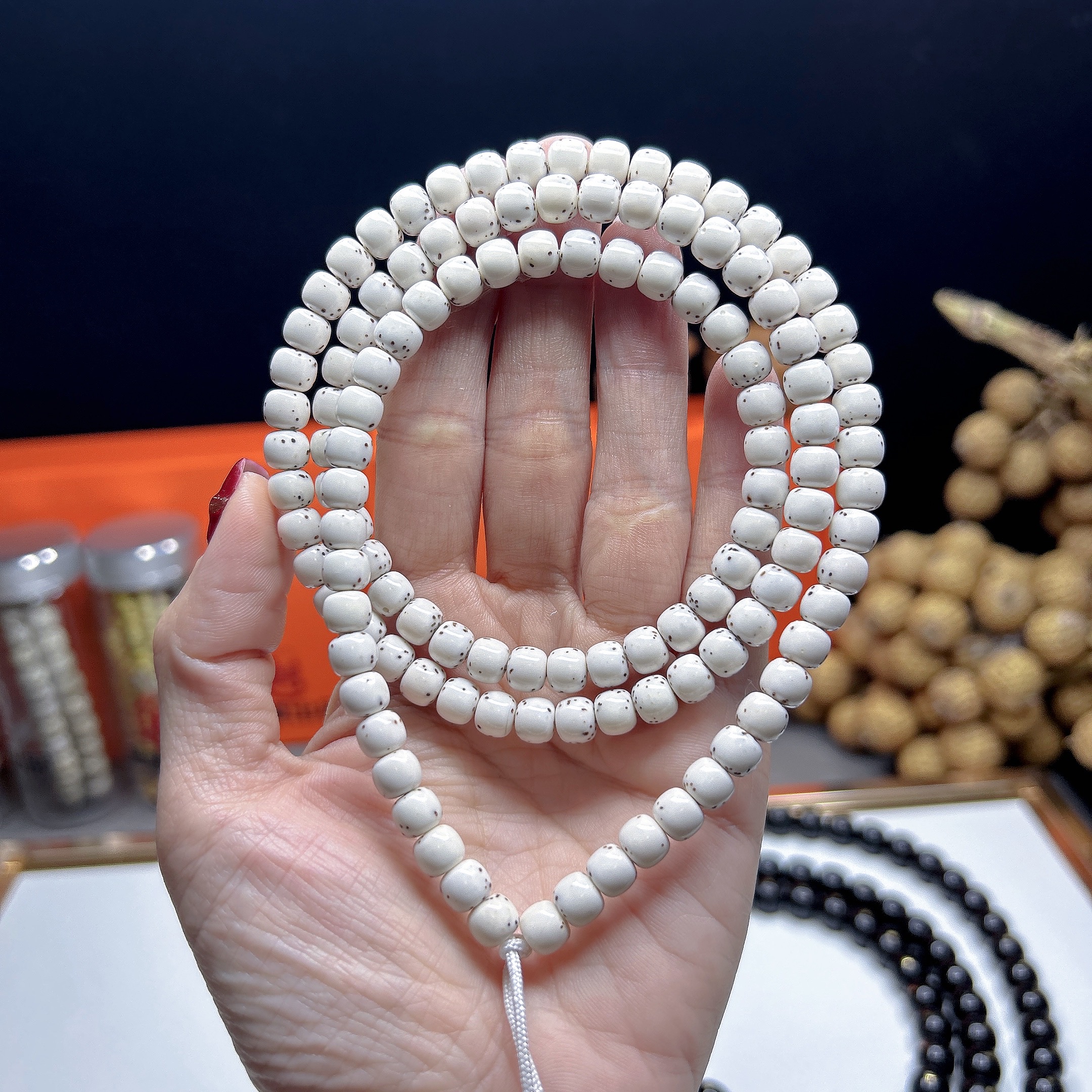 非金属木质手链 海南星月菩提籽原生态同枝7×6老型桶珠数星星108