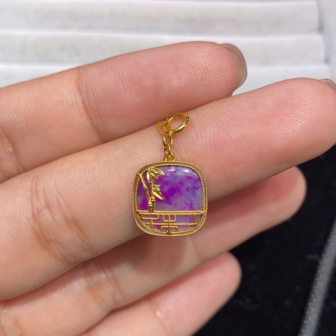 苏纪石（舒俱来）18K金镶嵌吊坠(不含链)