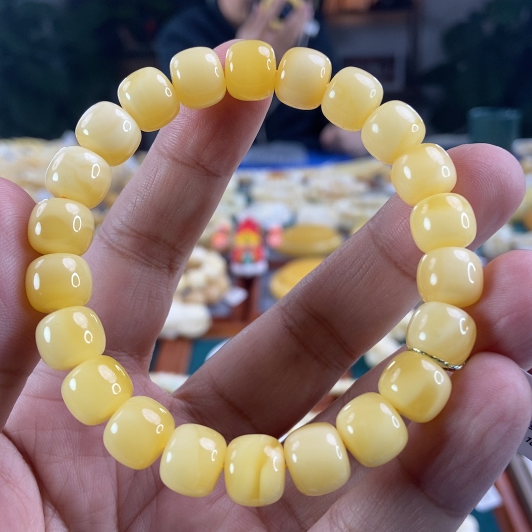 琥珀珠宝奇石未镶嵌10+浓蜡老型手串15.44