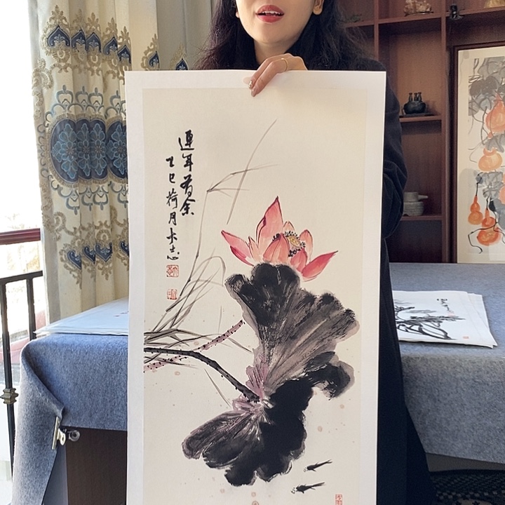 国画纯手绘国画写意作品34*68