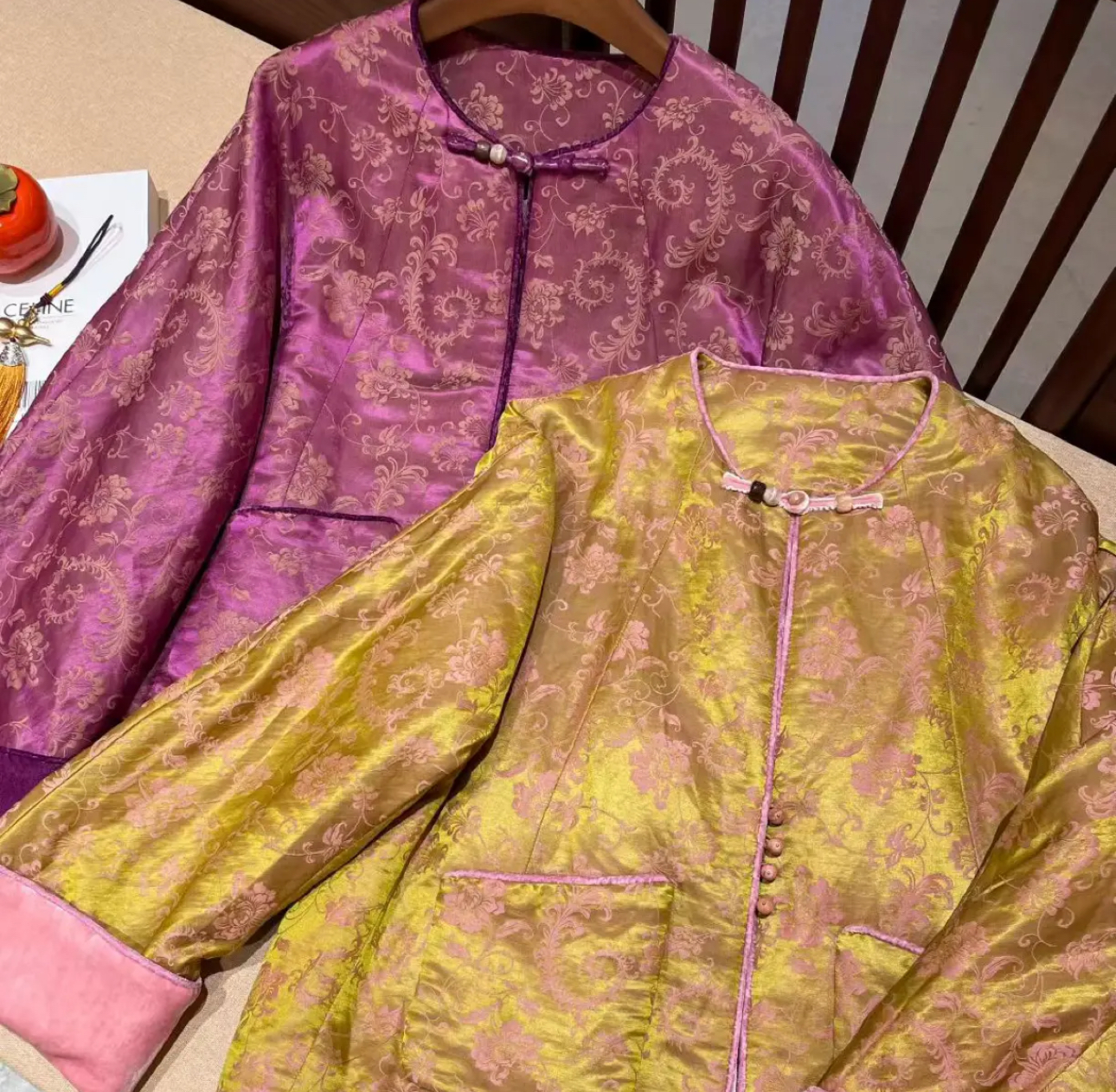 新中式国风提花加棉外套女新款唐装百搭显瘦复古外套