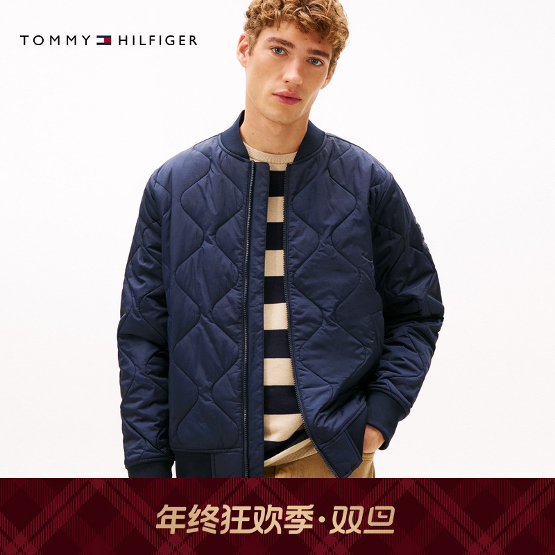 【轻薄绗缝】Tommy25秋冬男美式复古飞行员棒球棉服夹克外套05985