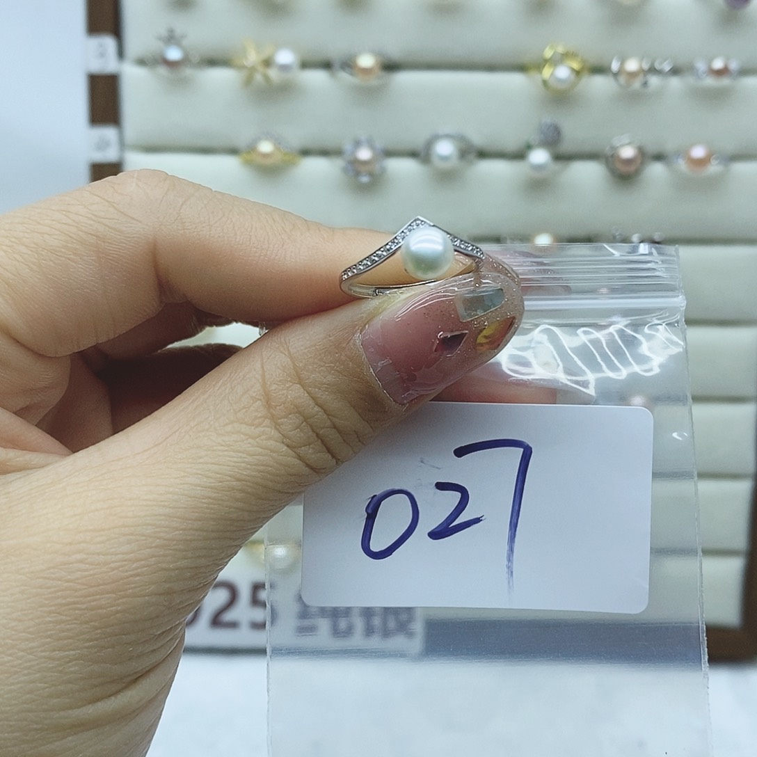 淡水珍珠戒指银S925镶嵌027