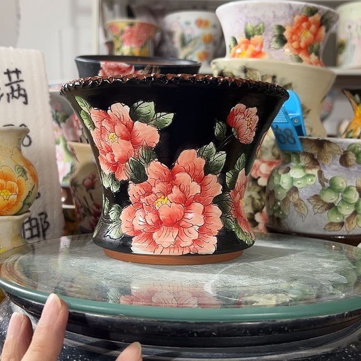 景德镇幸运花盆手绘韩式花盆