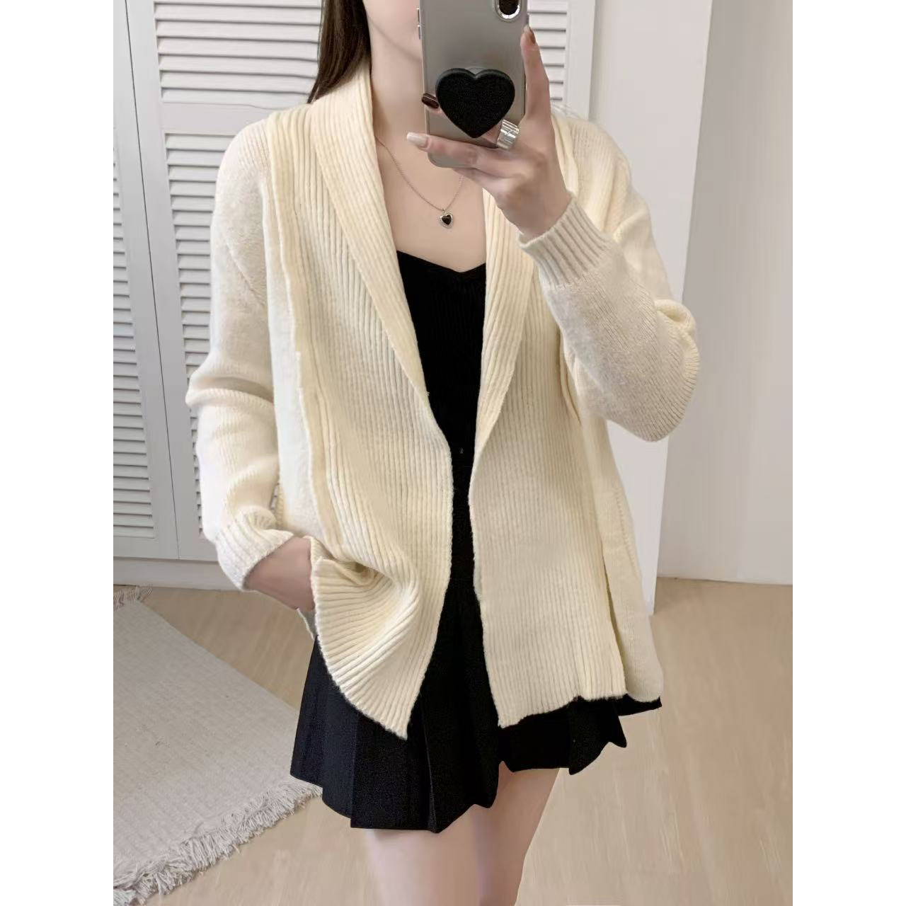 7191 设计感百搭时尚无扣针织开衫毛衣上衣