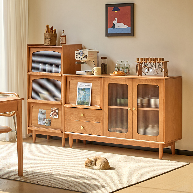 繁丰实木餐边柜客厅靠墙一体储物柜餐厅厨房收纳柜斗柜茶水柜