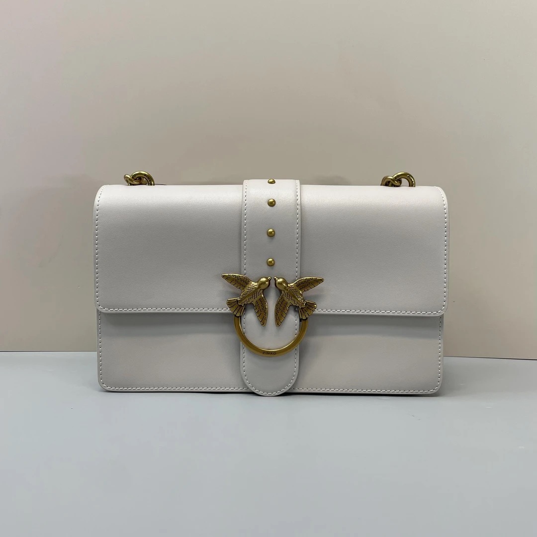 95新 PINKO 灰色斜挎燕子包27*16*7cmSM032721