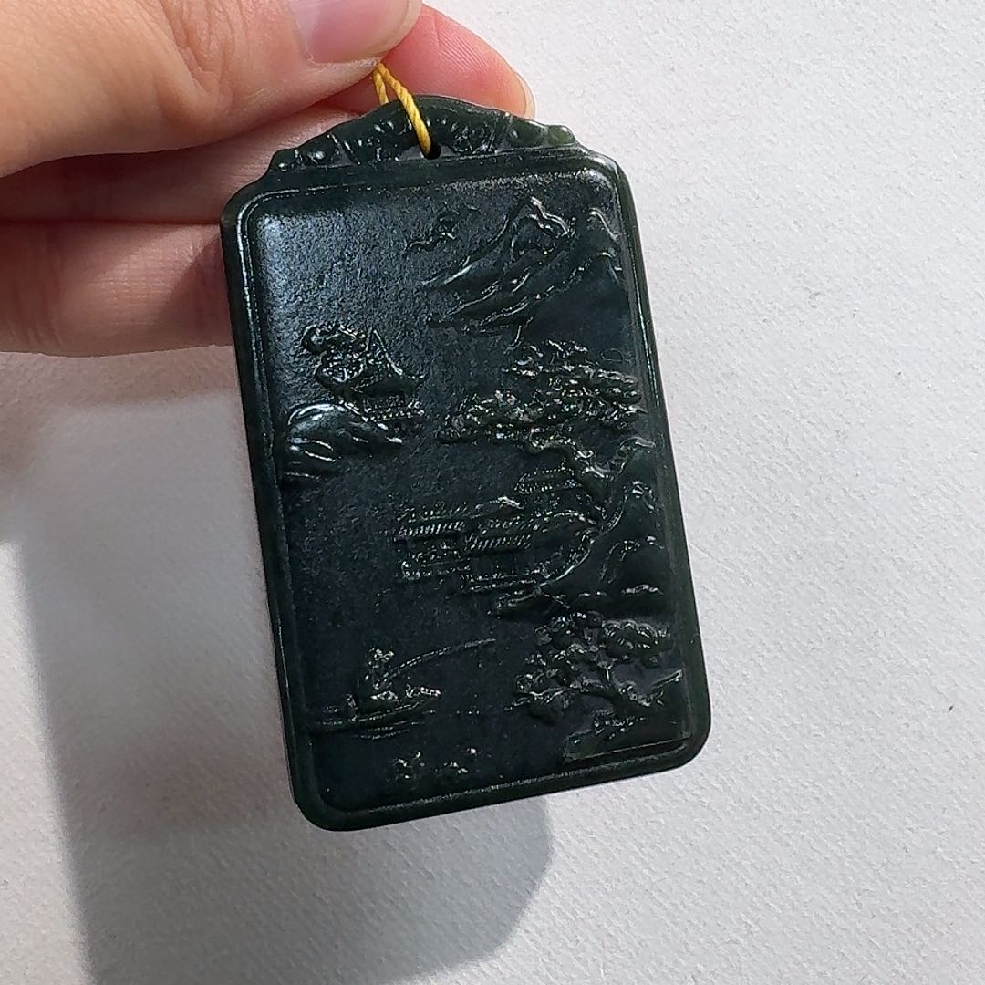 和田玉未镶嵌颈饰黑青51g