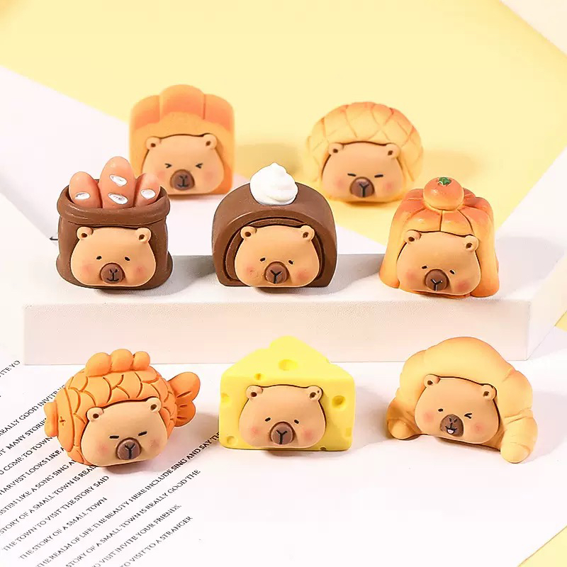 【许愿+对对碰+九宫格】面包食玩卡皮巴拉创意小摆件