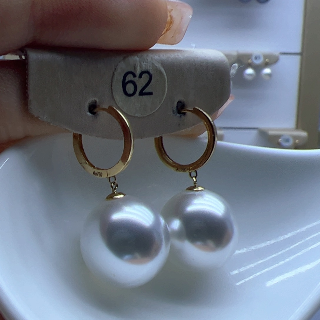 淡水珍珠耳饰18K金镶嵌