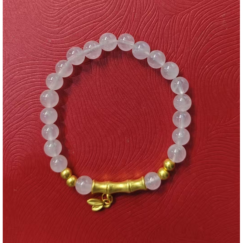 倾爱一饰足金999粉珠竹节黄金