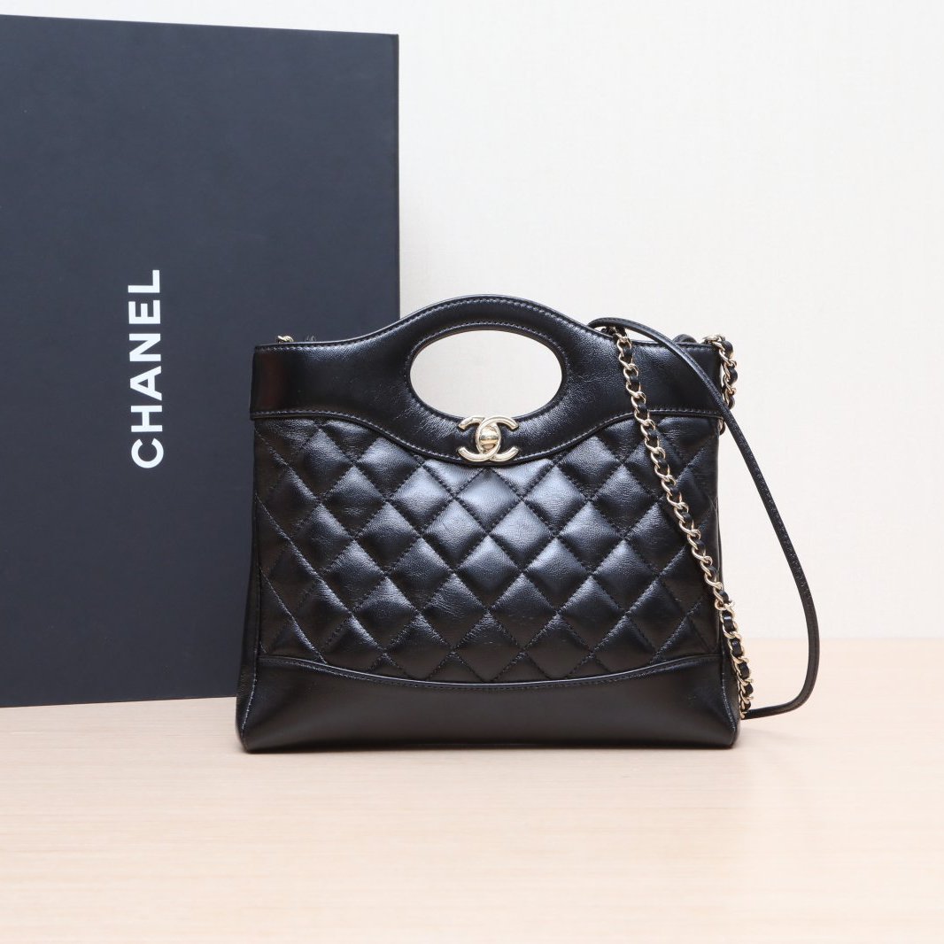 99新 Chanel/香奈儿 小花攀攀31Bag Mini 22cm 黑色 皮革S 芯片